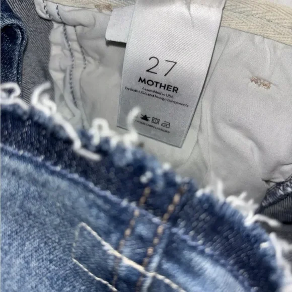 Mother Distressed Jeans Straight Leg Dazzler XYZ Double Fray Helter Skelter 27 - Picture 9 of 10